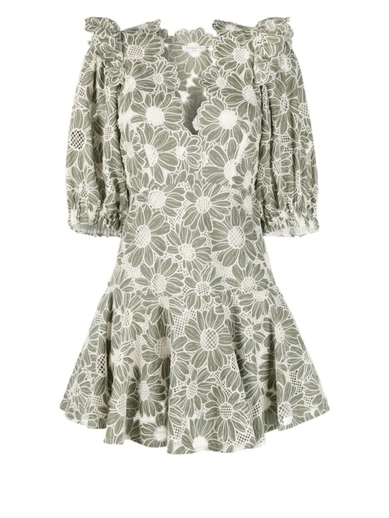 Sandro Dresses & Skirts - Sandro Sage Green Dress with White Floral Lace SZ 36